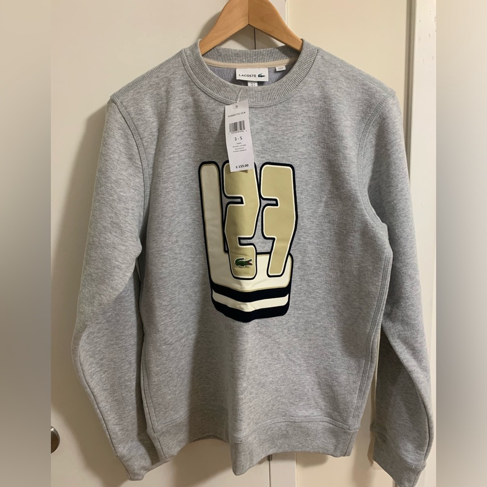 Lacoste Heather grey crew neck sweater SZ small NWT